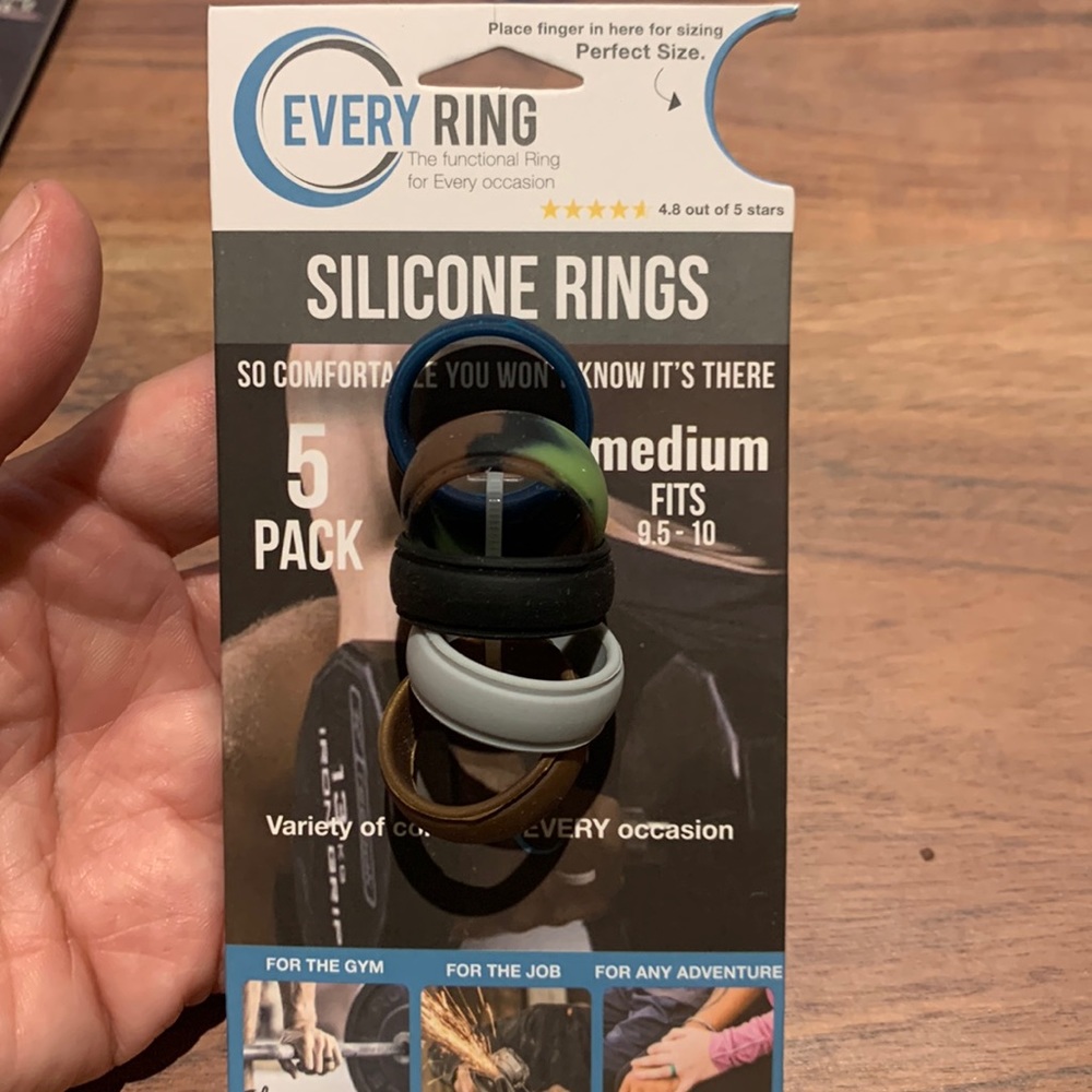 Every Ring 5pk Mens Silicone Rings size:M fits ring size 9.5-10